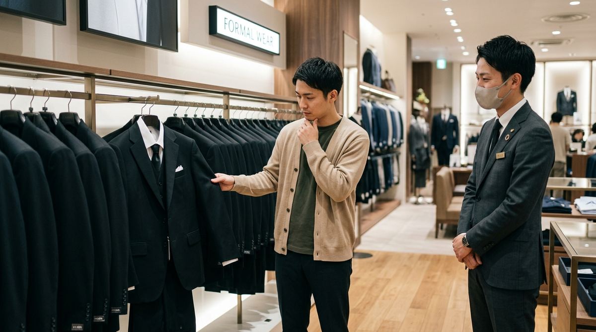 喪服を選ぶ様子