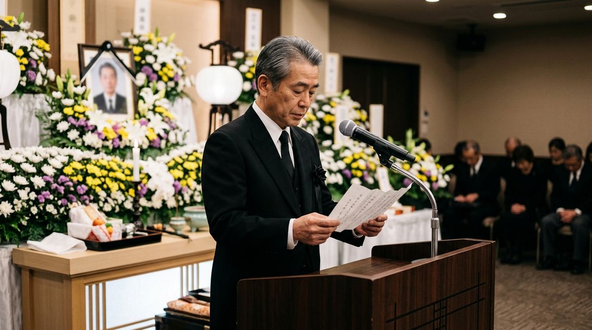 弔辞を読む様子