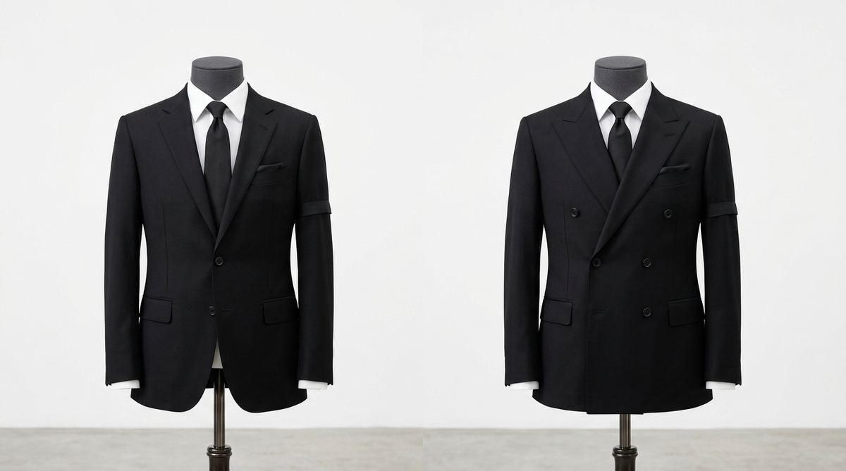 シングルとダブルの喪服スーツ