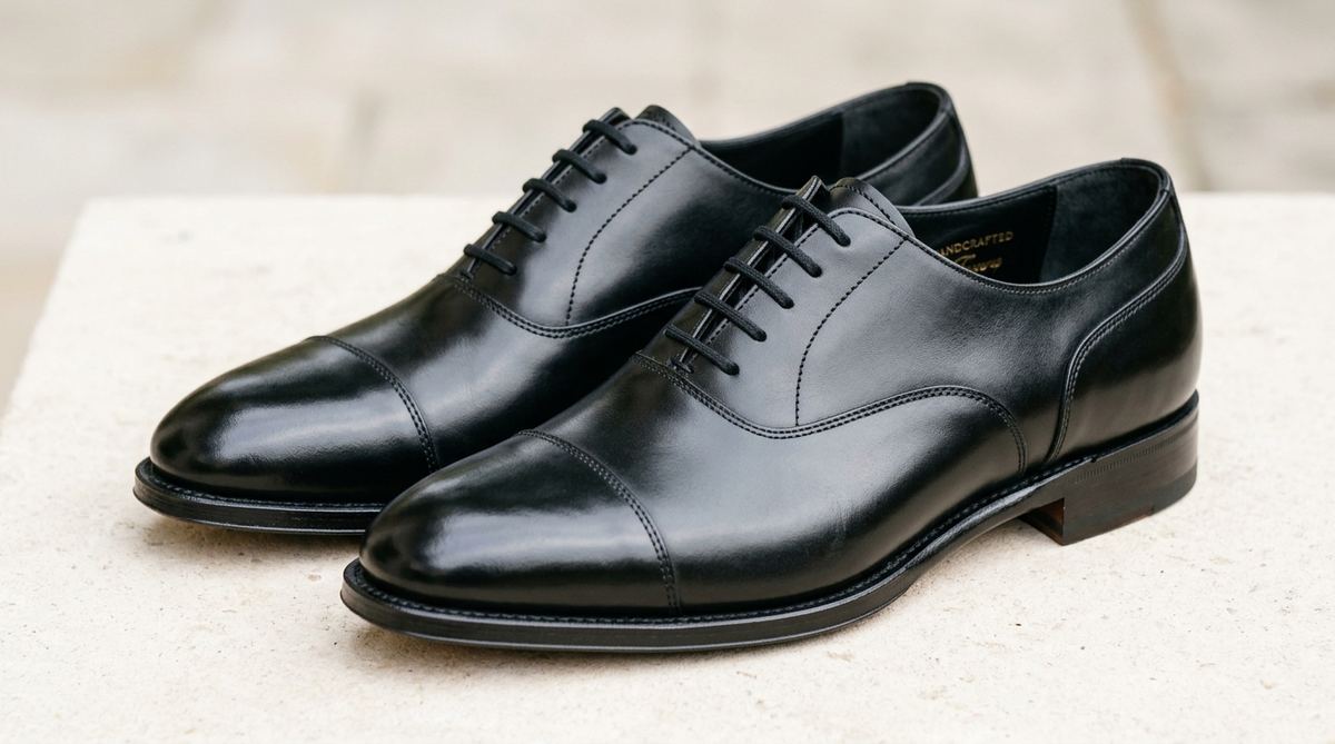 黒のストレートチップ革靴